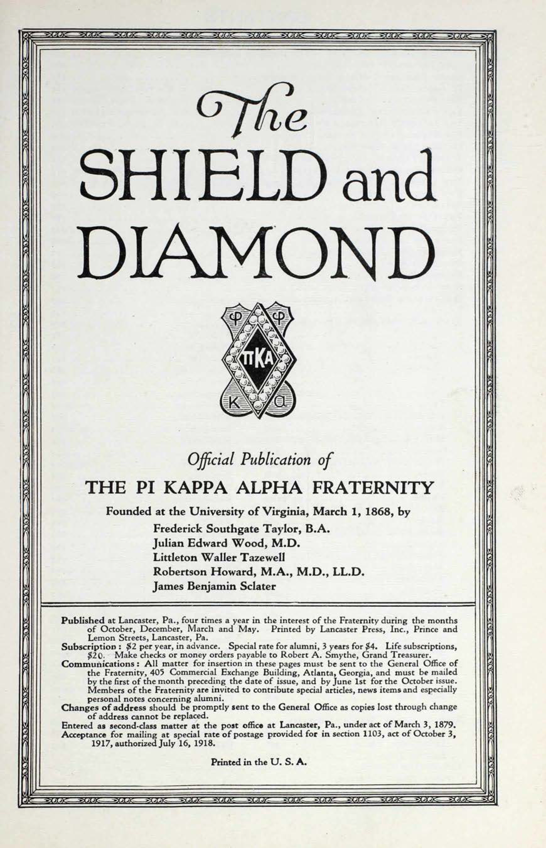 Shield and Diamond, Vol. 34, No. 2, March 1925